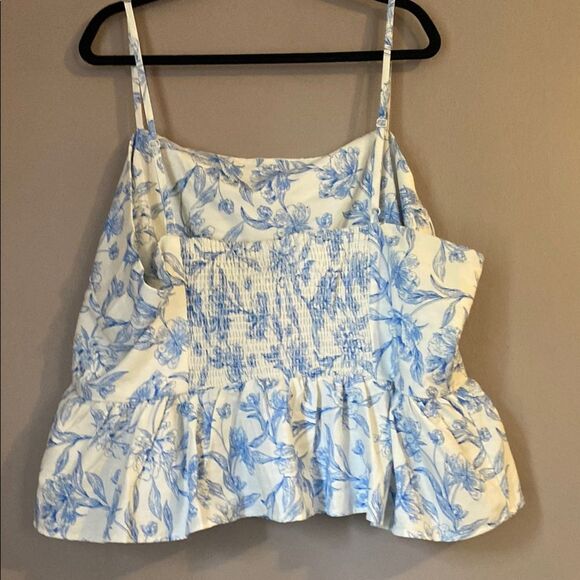 Women's Peplum Tank Top - A New Day Cream/Blue Floral 3X - Picture 5 of 6